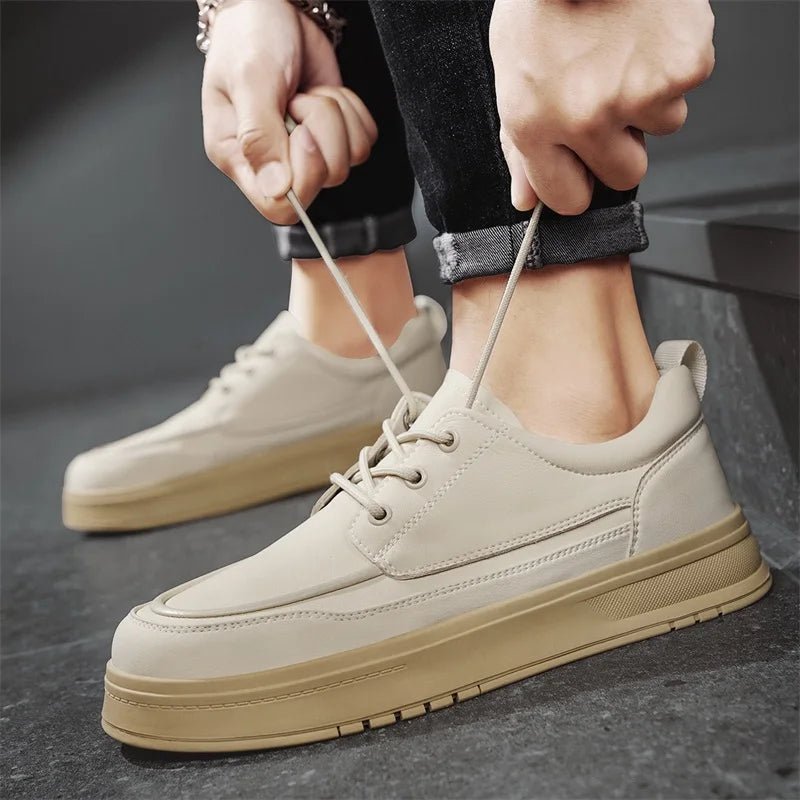 Men Casual Shoes High - Grade Leather Work Shoes Lace - up Flats Sneakers Platform British Business Party Dress Shoes For Male 39 - 44 - PratSN