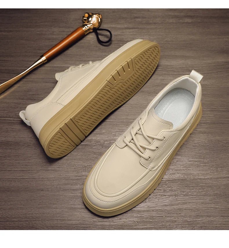 Men Casual Shoes High - Grade Leather Work Shoes Lace - up Flats Sneakers Platform British Business Party Dress Shoes For Male 39 - 44 - PratSN