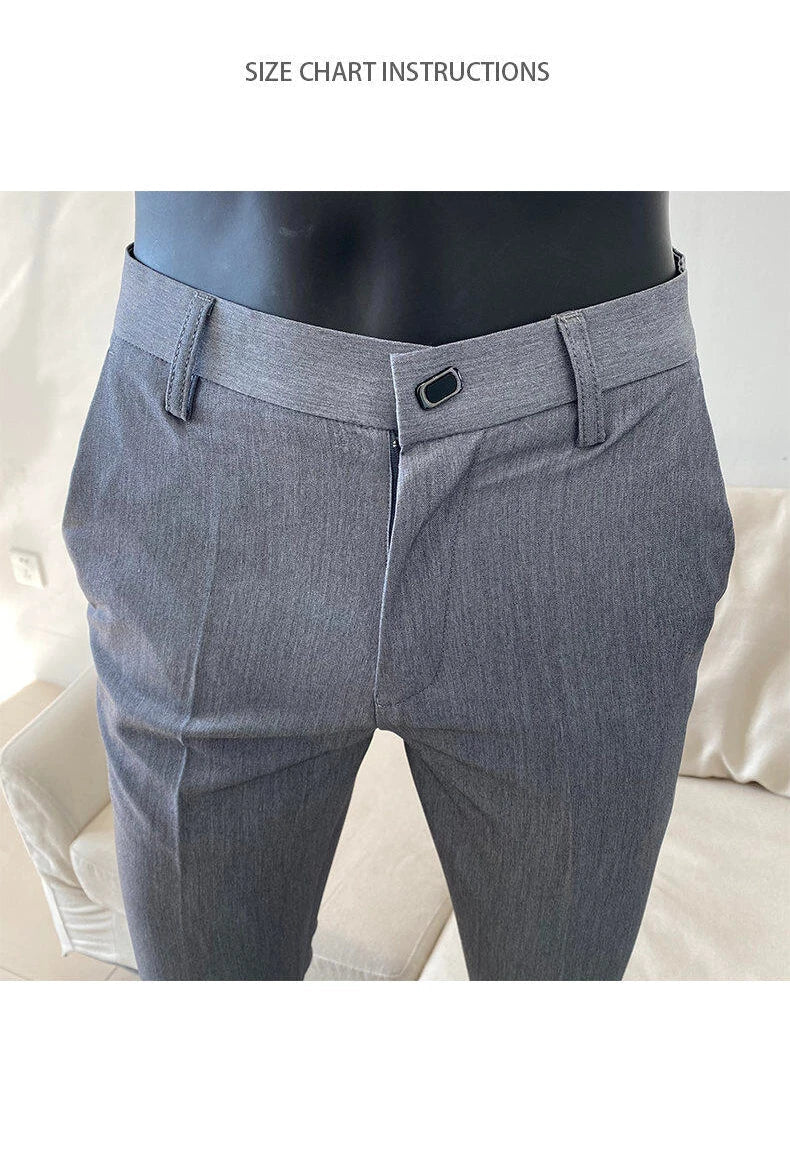 Men Dress Pants Thin Suit Pants Stretch Slim Formal Trousers Calça Masculina Solid Casual Pantalone Hombre Fashion Men Clothing - PratSN