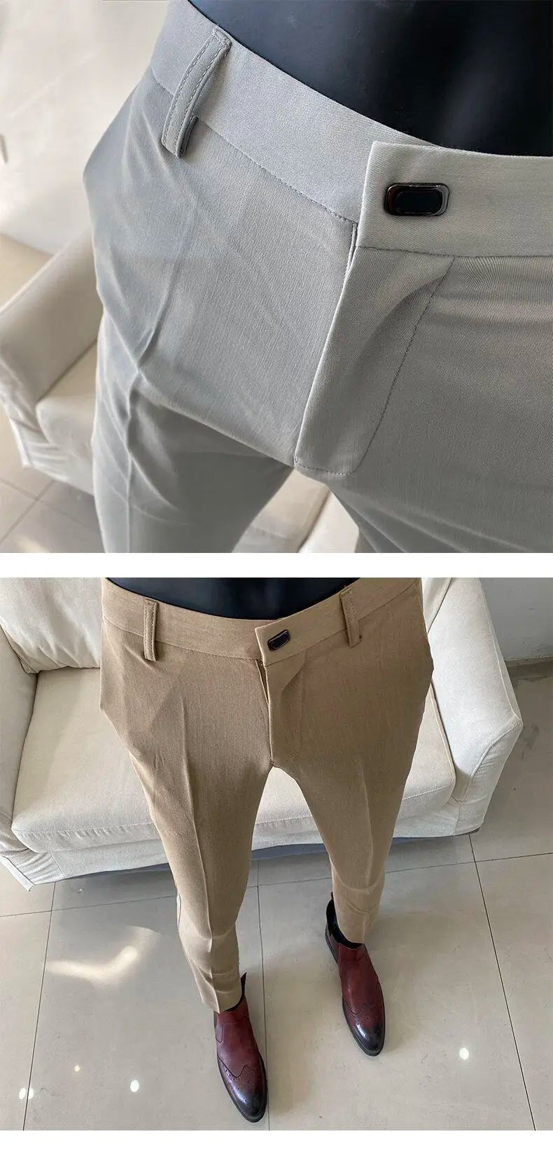 Men Dress Pants Thin Suit Pants Stretch Slim Formal Trousers Calça Masculina Solid Casual Pantalone Hombre Fashion Men Clothing - PratSN