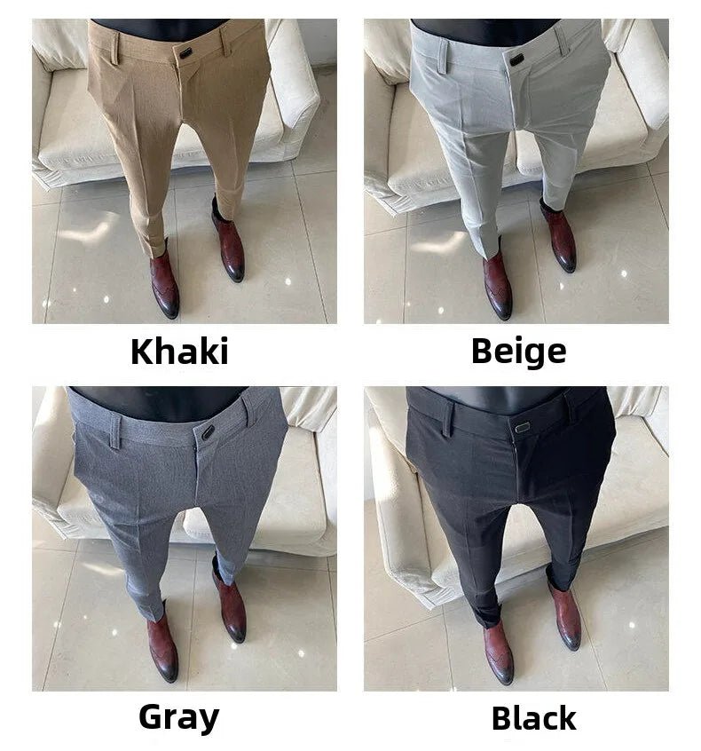 Men Dress Pants Thin Suit Pants Stretch Slim Formal Trousers Calça Masculina Solid Casual Pantalone Hombre Fashion Men Clothing - PratSN