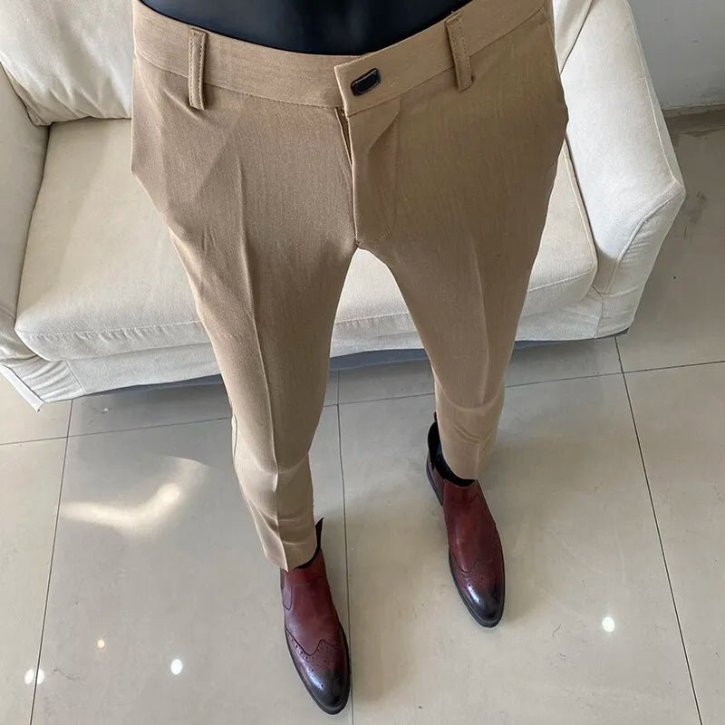 Men Dress Pants Thin Suit Pants Stretch Slim Formal Trousers Calça Masculina Solid Casual Pantalone Hombre Fashion Men Clothing - PratSN