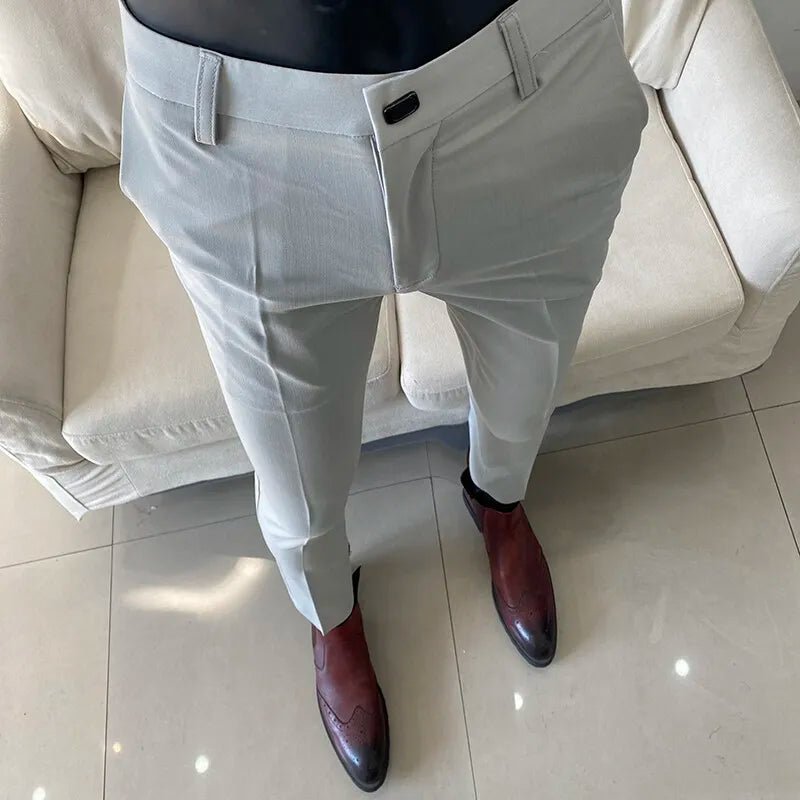 Men Dress Pants Thin Suit Pants Stretch Slim Formal Trousers Calça Masculina Solid Casual Pantalone Hombre Fashion Men Clothing - PratSN