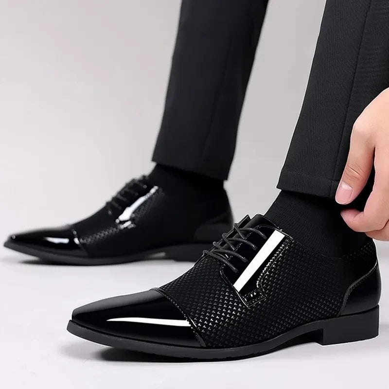 Men Dress Shoes For Men Oxfords PU Leather Shoes Lace Up Formal Black Leather Wedding Party Shoes Casual Luxury Brand Men's 2023 - PratSN