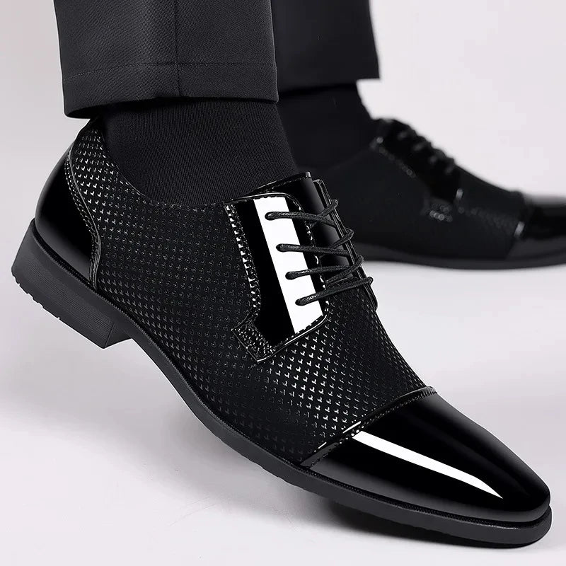 Men Dress Shoes For Men Oxfords PU Leather Shoes Lace Up Formal Black Leather Wedding Party Shoes Casual Luxury Brand Men's 2023 - PratSN