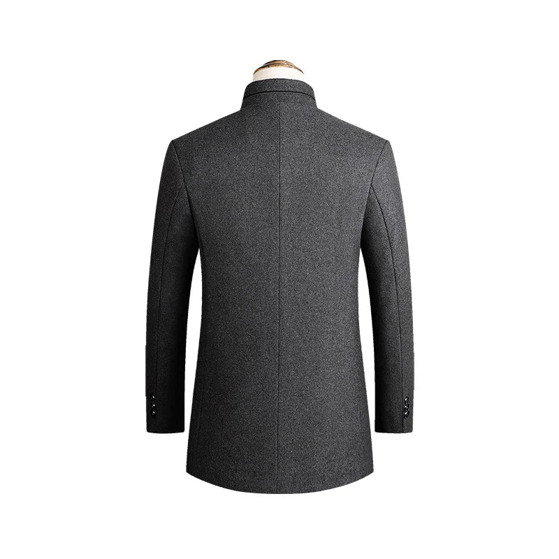Men Fleece Woollen Blazers Jackets Cashmere Trench Coats Stand - up Collar Business Casual Suits Coats Male Winter Jackets Coats - PratSN