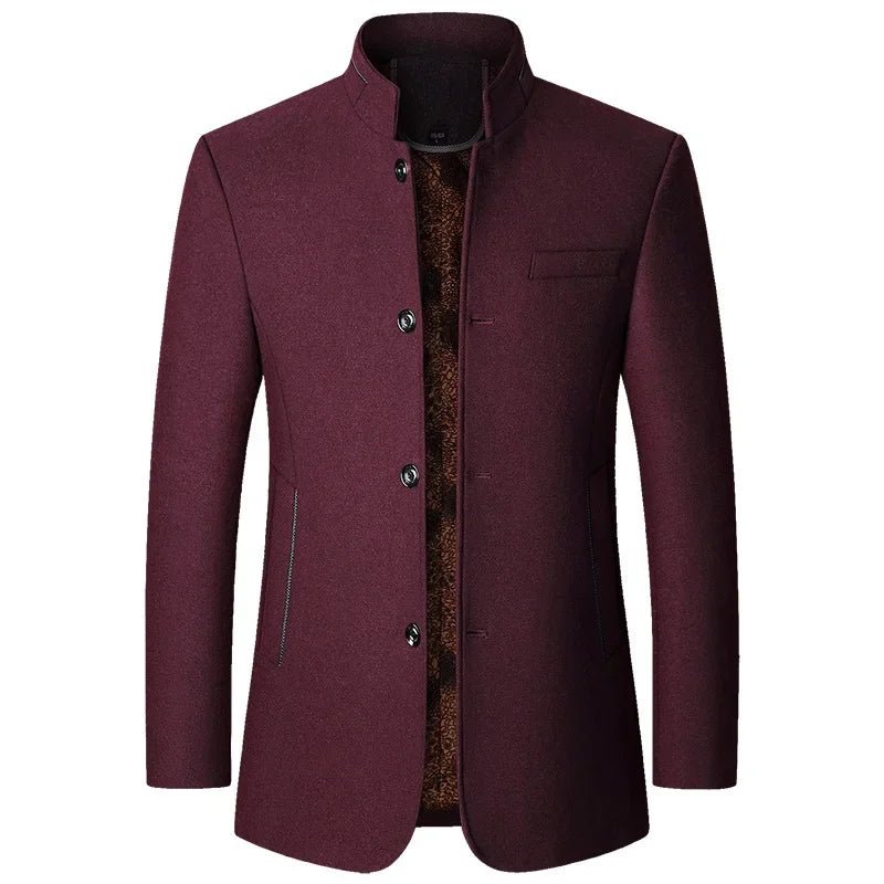 Men Fleece Woollen Blazers Jackets Cashmere Trench Coats Stand - up Collar Business Casual Suits Coats Male Winter Jackets Coats - PratSN