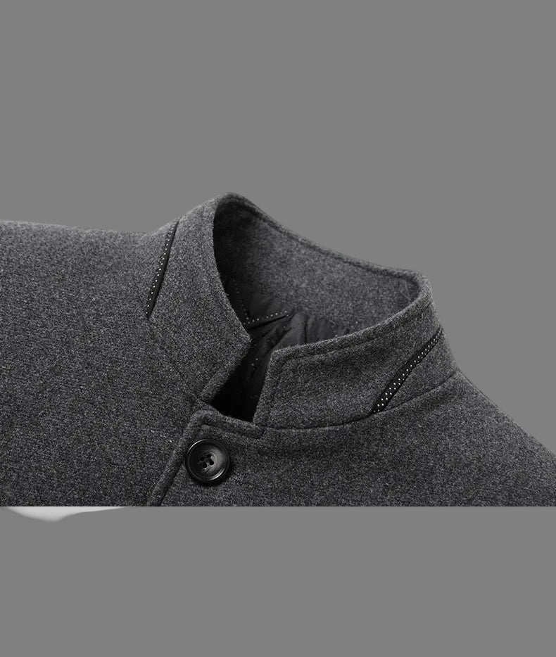 Men Fleece Woollen Blazers Jackets Cashmere Trench Coats Stand - up Collar Business Casual Suits Coats Male Winter Jackets Coats - PratSN