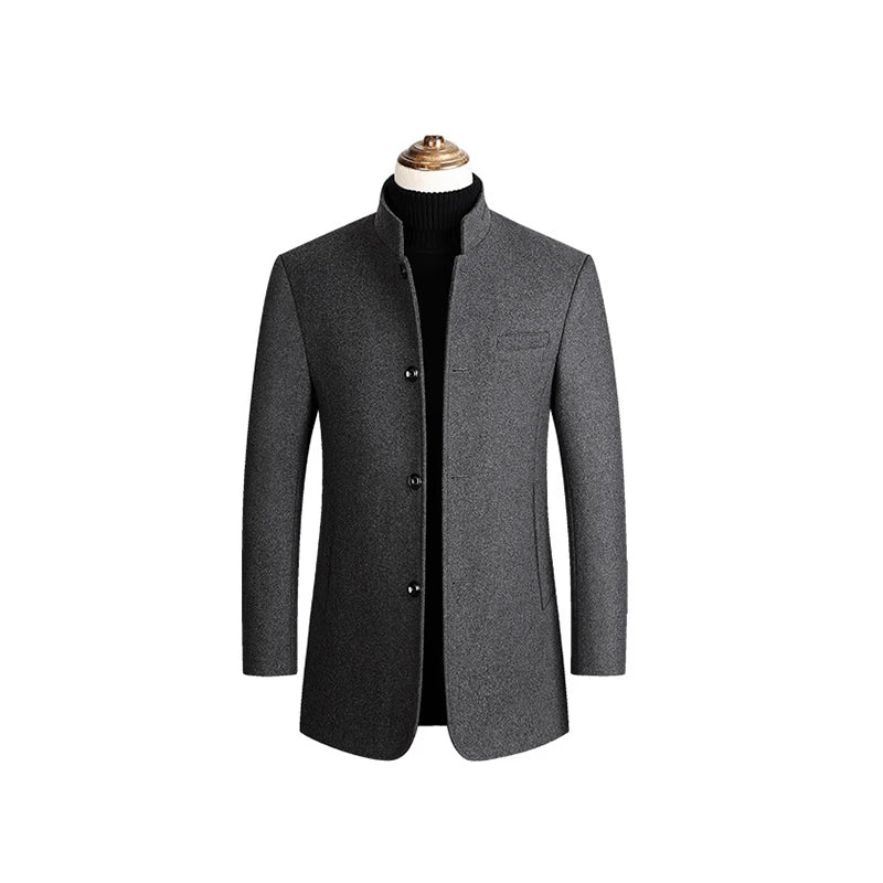 Men Fleece Woollen Blazers Jackets Cashmere Trench Coats Stand - up Collar Business Casual Suits Coats Male Winter Jackets Coats - PratSN