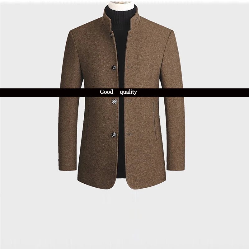 Men Fleece Woollen Blazers Jackets Cashmere Trench Coats Stand - up Collar Business Casual Suits Coats Male Winter Jackets Coats - PratSN