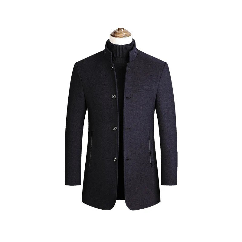 Men Fleece Woollen Blazers Jackets Cashmere Trench Coats Stand - up Collar Business Casual Suits Coats Male Winter Jackets Coats - PratSN