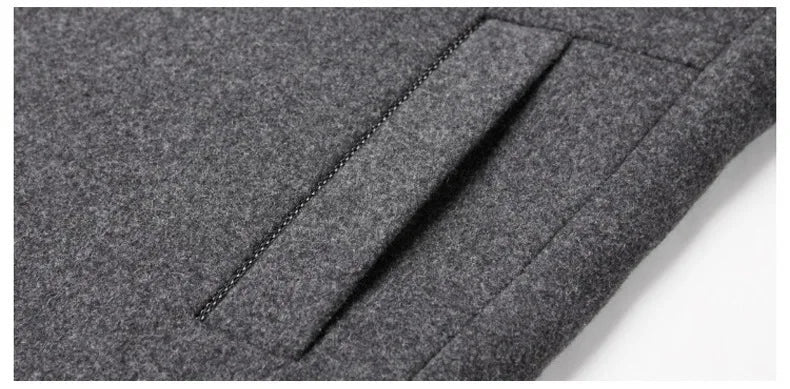 Men Fleece Woollen Blazers Jackets Cashmere Trench Coats Stand - up Collar Business Casual Suits Coats Male Winter Jackets Coats - PratSN
