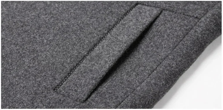 Men Fleece Woollen Blazers Jackets Cashmere Trench Coats Stand - up Collar Business Casual Suits Coats Male Winter Jackets Coats - PratSN