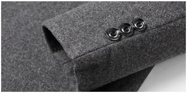 Men Fleece Woollen Blazers Jackets Cashmere Trench Coats Stand - up Collar Business Casual Suits Coats Male Winter Jackets Coats - PratSN