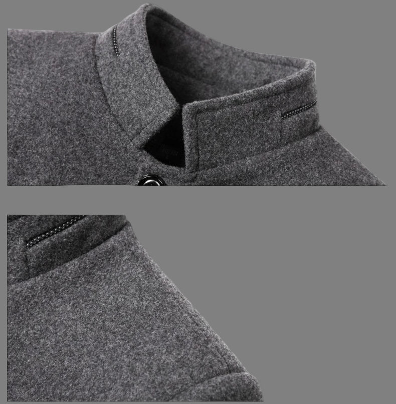 Men Fleece Woollen Blazers Jackets Cashmere Trench Coats Stand - up Collar Business Casual Suits Coats Male Winter Jackets Coats - PratSN