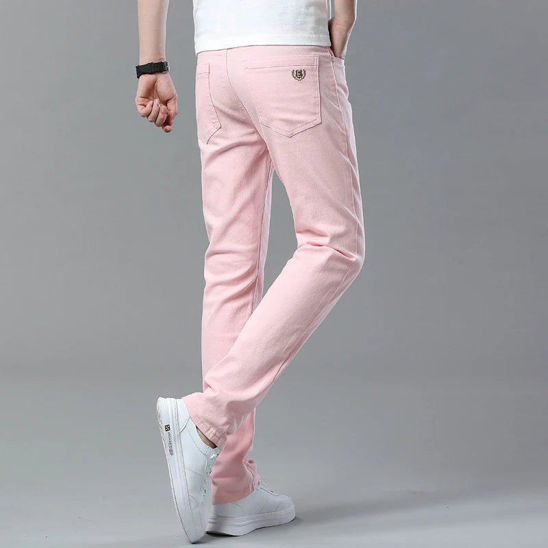 Men High Quality Pink Red Yellow Jeans Fashion Casual Classic Style Slim Fit Soft Trousers Male Brand Advanced Stretch Pants - PratSN