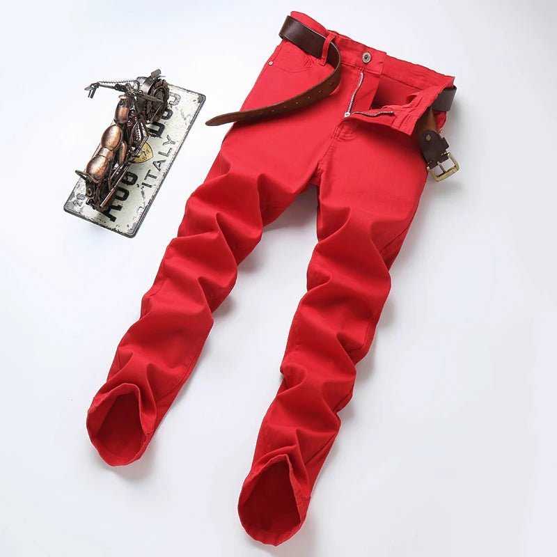 Men High Quality Pink Red Yellow Jeans Fashion Casual Classic Style Slim Fit Soft Trousers Male Brand Advanced Stretch Pants - PratSN