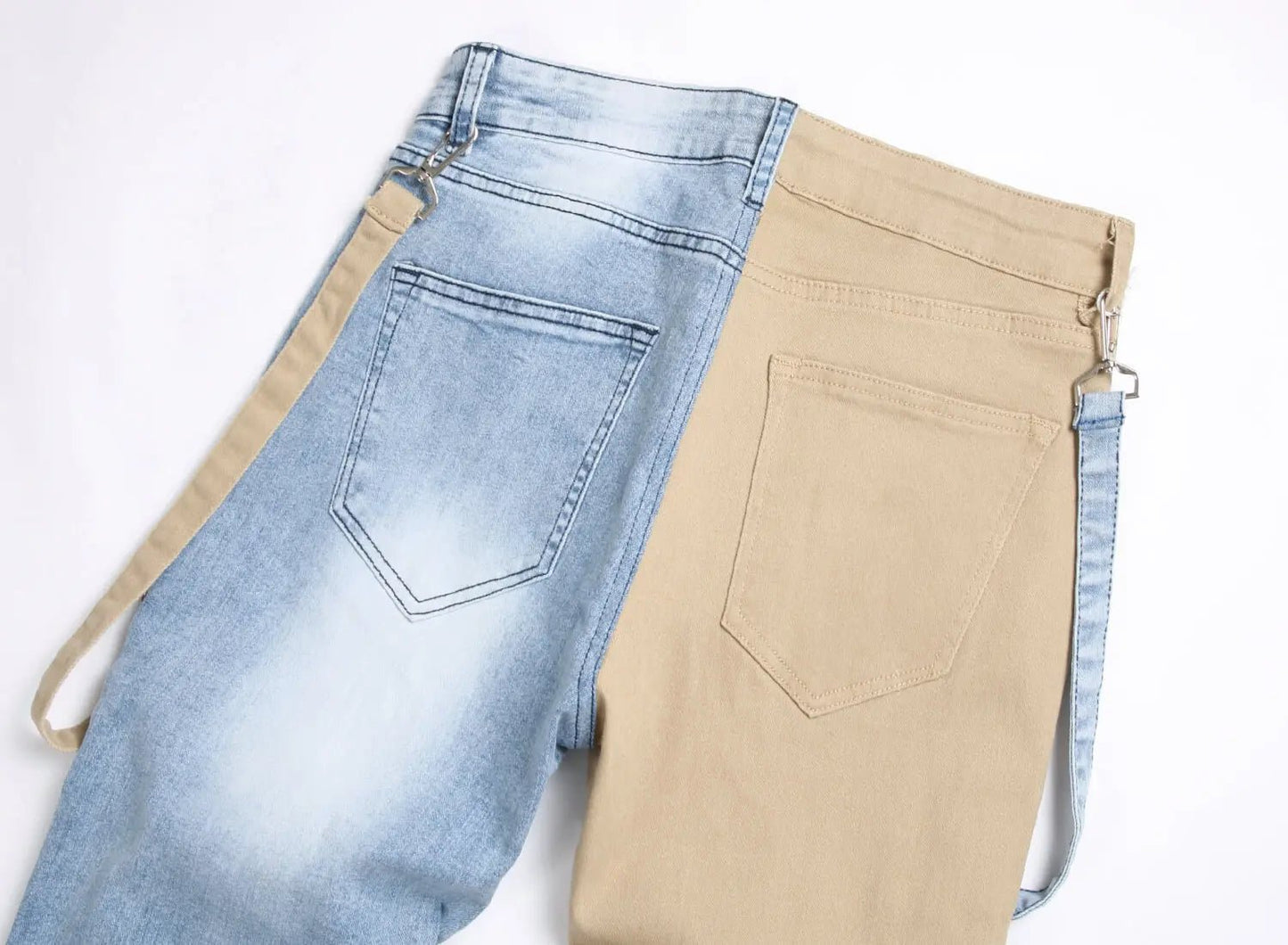 Men Jeans Long Pant Denim Pencil Pants Pockets Splice Zipper Slim Fit High Waist Regular Casual Straight Trousers Autumn Winter - PratSN