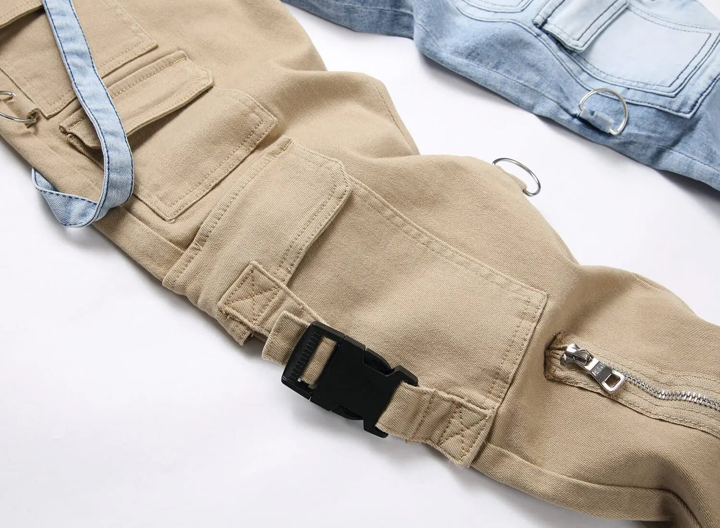 Men Jeans Long Pant Denim Pencil Pants Pockets Splice Zipper Slim Fit High Waist Regular Casual Straight Trousers Autumn Winter - PratSN
