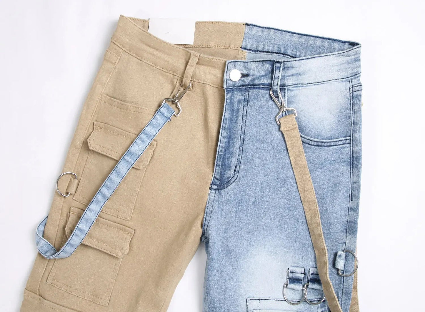 Men Jeans Long Pant Denim Pencil Pants Pockets Splice Zipper Slim Fit High Waist Regular Casual Straight Trousers Autumn Winter - PratSN