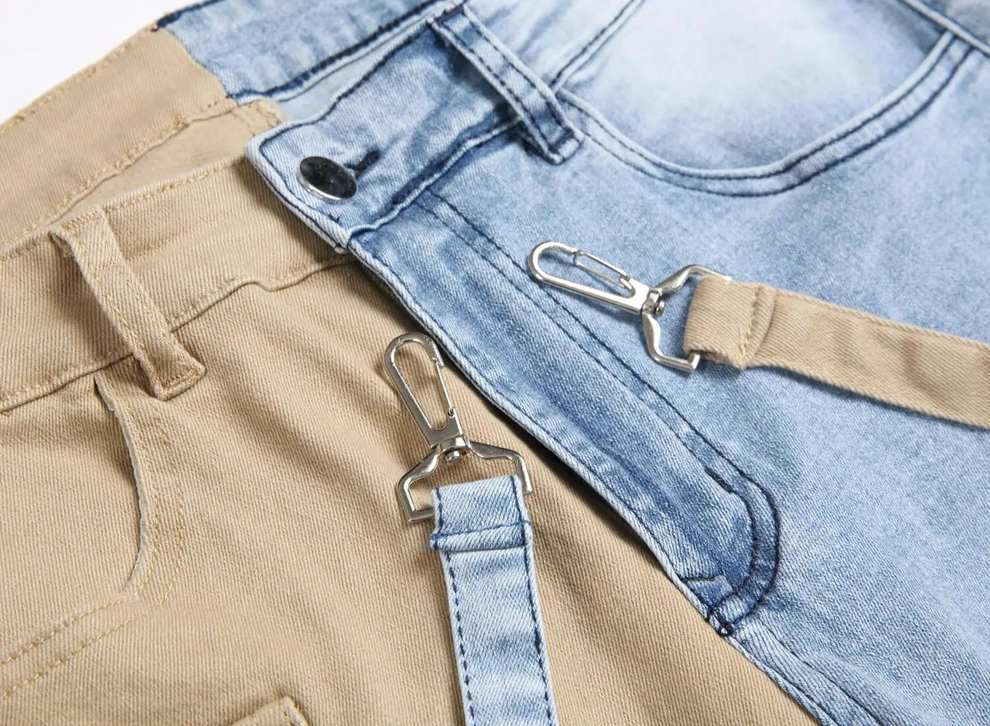 Men Jeans Long Pant Denim Pencil Pants Pockets Splice Zipper Slim Fit High Waist Regular Casual Straight Trousers Autumn Winter - PratSN