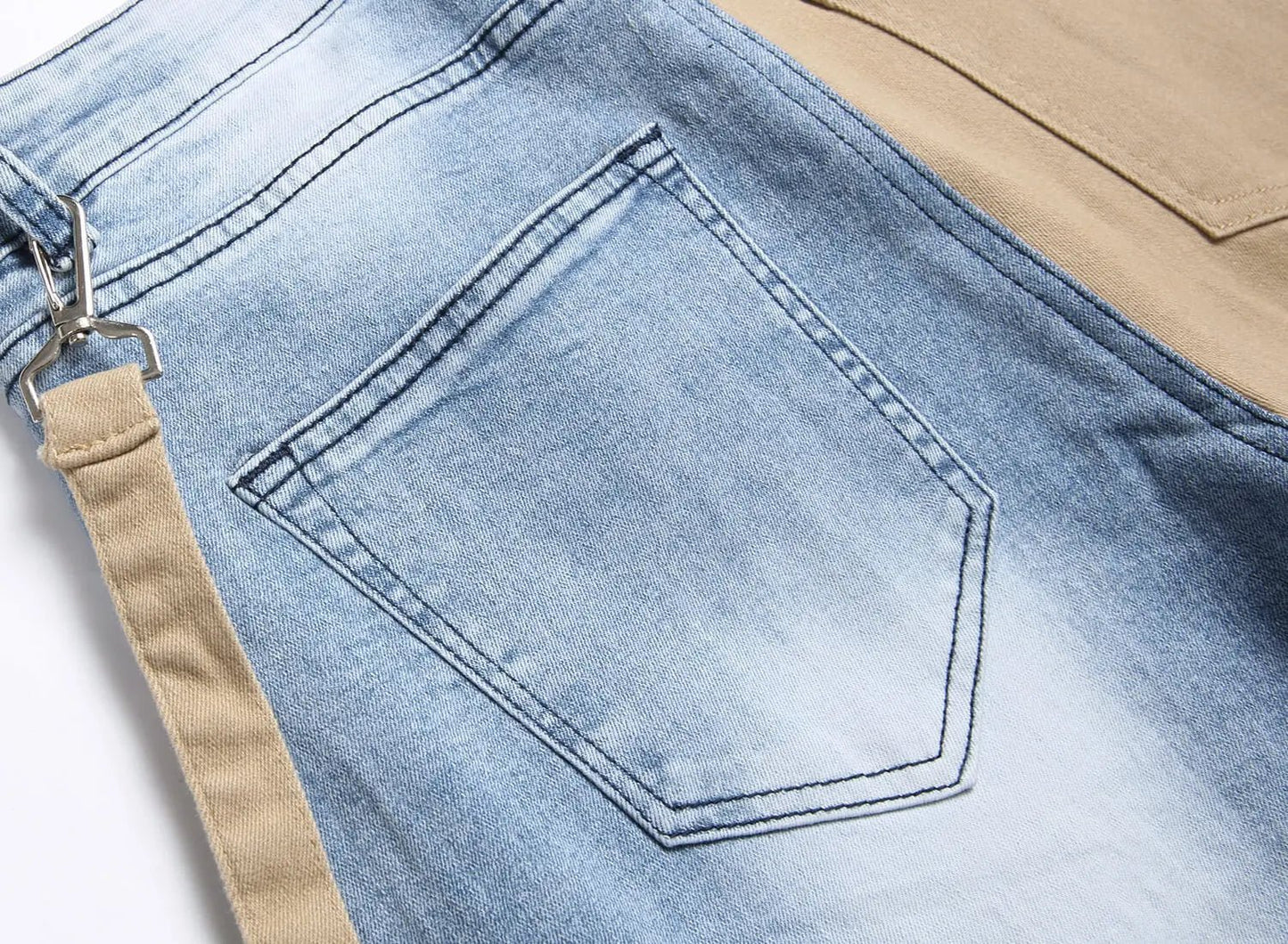 Men Jeans Long Pant Denim Pencil Pants Pockets Splice Zipper Slim Fit High Waist Regular Casual Straight Trousers Autumn Winter - PratSN
