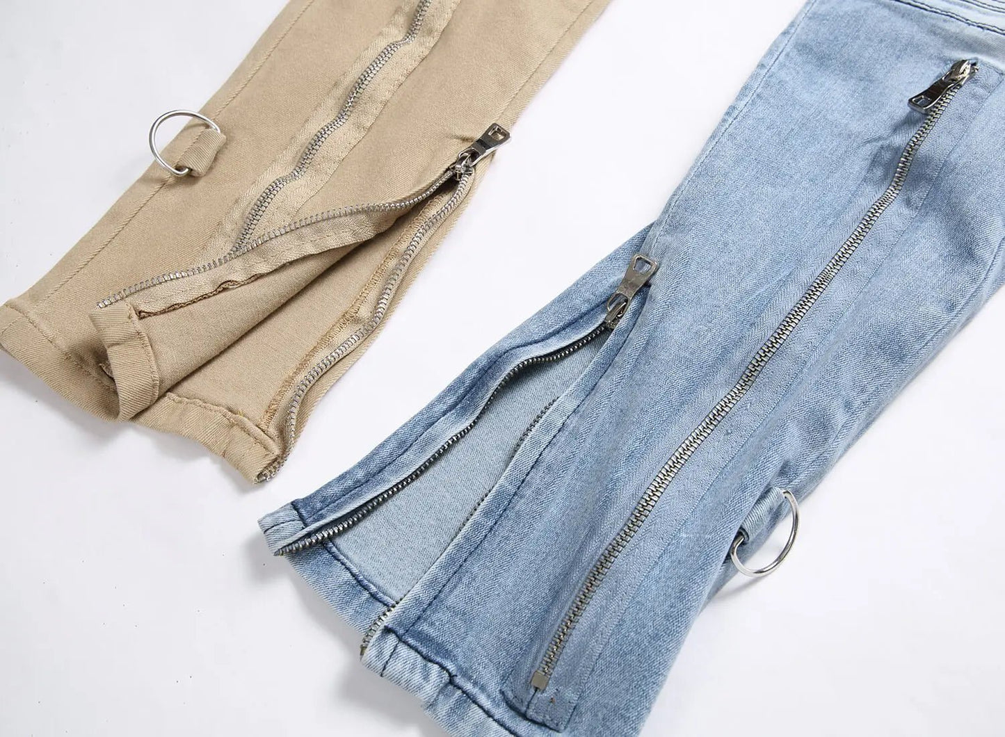 Men Jeans Long Pant Denim Pencil Pants Pockets Splice Zipper Slim Fit High Waist Regular Casual Straight Trousers Autumn Winter - PratSN
