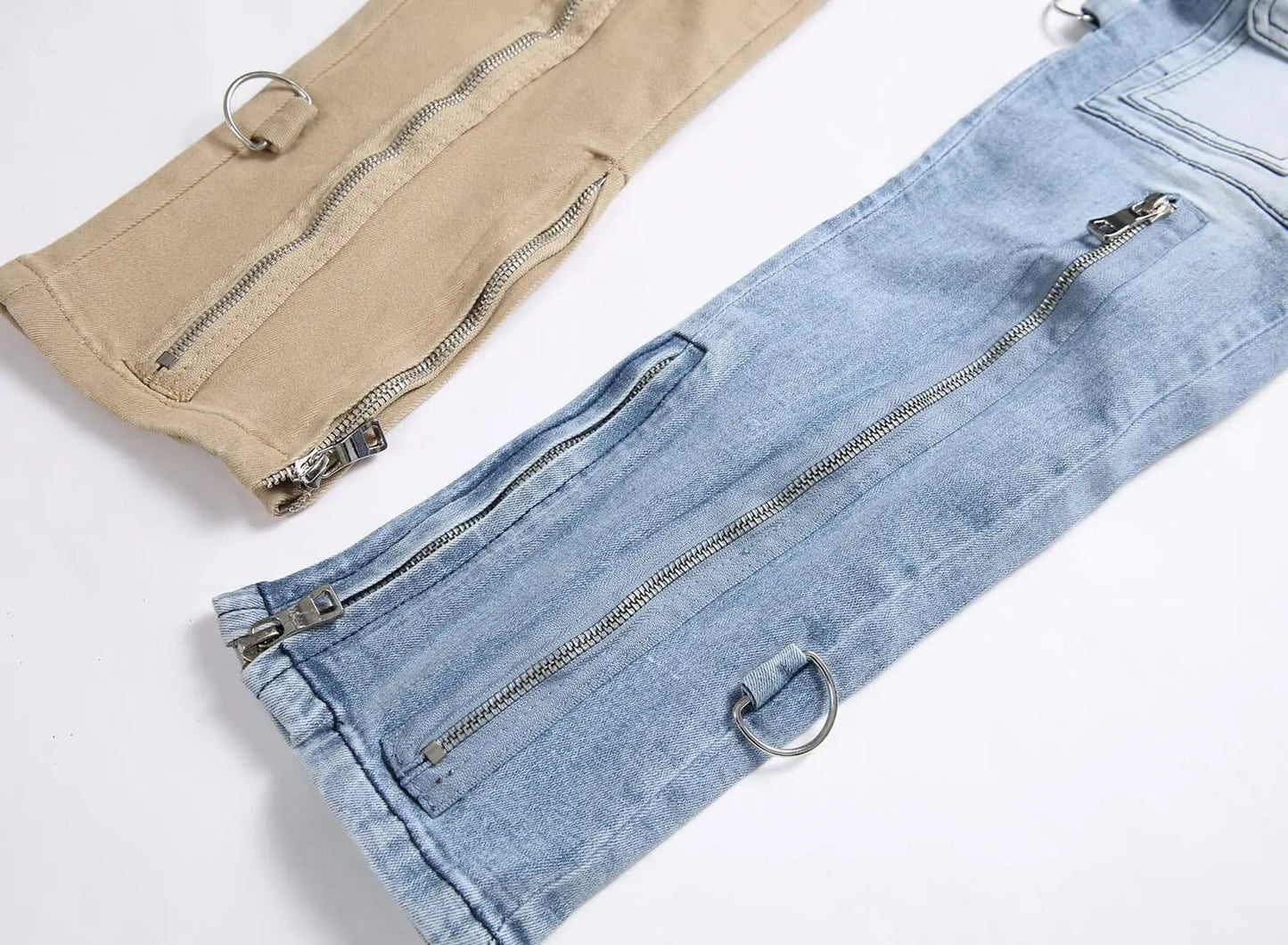 Men Jeans Long Pant Denim Pencil Pants Pockets Splice Zipper Slim Fit High Waist Regular Casual Straight Trousers Autumn Winter - PratSN