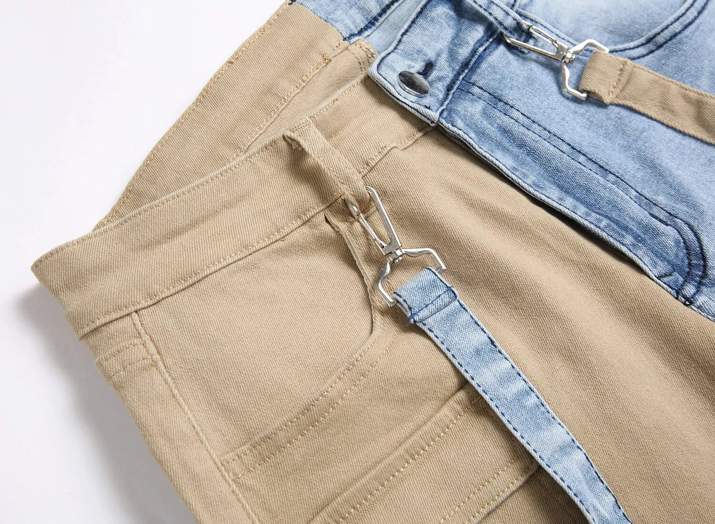 Men Jeans Long Pant Denim Pencil Pants Pockets Splice Zipper Slim Fit High Waist Regular Casual Straight Trousers Autumn Winter - PratSN
