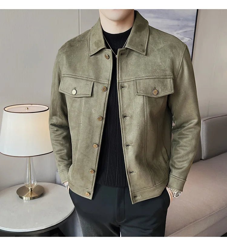 Men Leather Jacket British Style 2024 Autumn Winter Thickened Keep Warm Solid Casual Slimming Short Jacket Coats Men Clothing - PratSN