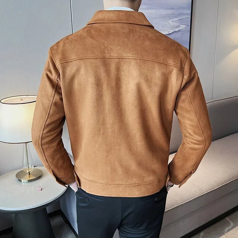 Men Leather Jacket British Style 2024 Autumn Winter Thickened Keep Warm Solid Casual Slimming Short Jacket Coats Men Clothing - PratSN
