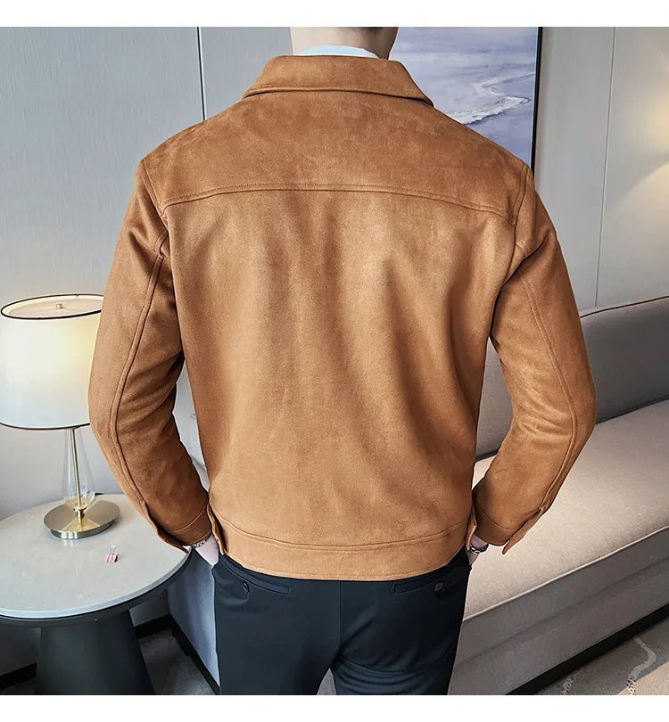 Men Leather Jacket British Style 2024 Autumn Winter Thickened Keep Warm Solid Casual Slimming Short Jacket Coats Men Clothing - PratSN