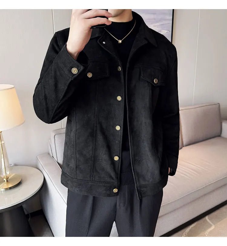 Men Leather Jacket British Style 2024 Autumn Winter Thickened Keep Warm Solid Casual Slimming Short Jacket Coats Men Clothing - PratSN