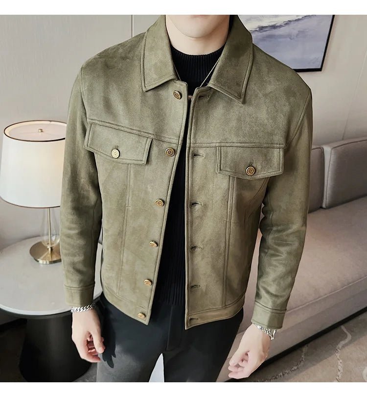 Men Leather Jacket British Style 2024 Autumn Winter Thickened Keep Warm Solid Casual Slimming Short Jacket Coats Men Clothing - PratSN