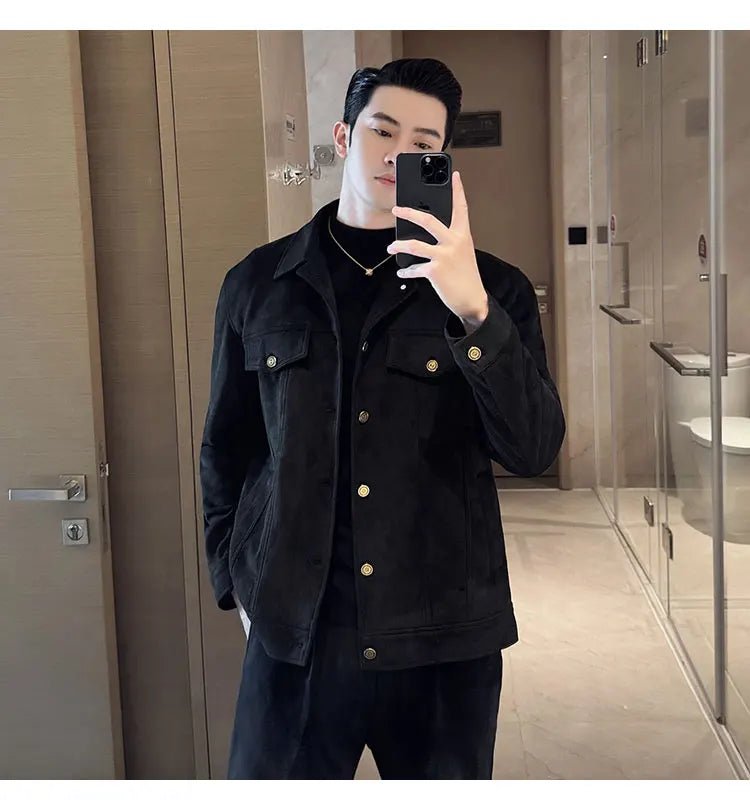 Men Leather Jacket British Style 2024 Autumn Winter Thickened Keep Warm Solid Casual Slimming Short Jacket Coats Men Clothing - PratSN