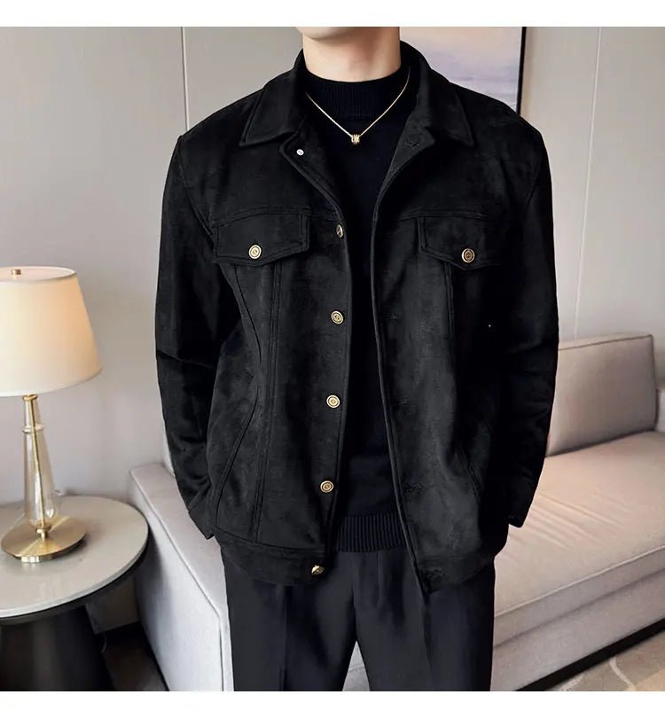 Men Leather Jacket British Style 2024 Autumn Winter Thickened Keep Warm Solid Casual Slimming Short Jacket Coats Men Clothing - PratSN