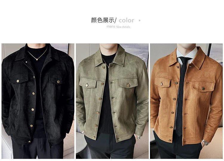 Men Leather Jacket British Style 2024 Autumn Winter Thickened Keep Warm Solid Casual Slimming Short Jacket Coats Men Clothing - PratSN
