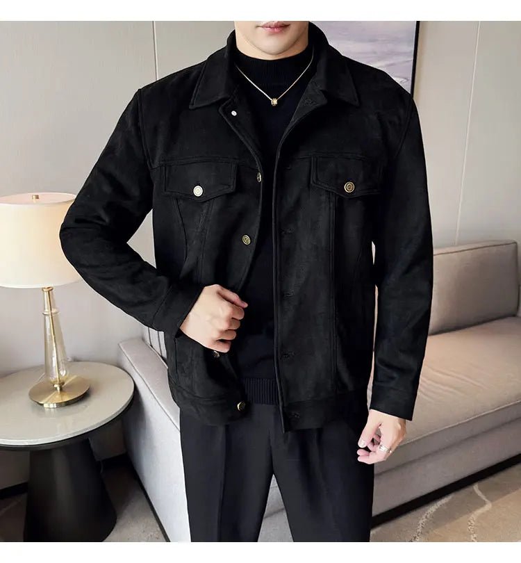Men Leather Jacket British Style 2024 Autumn Winter Thickened Keep Warm Solid Casual Slimming Short Jacket Coats Men Clothing - PratSN