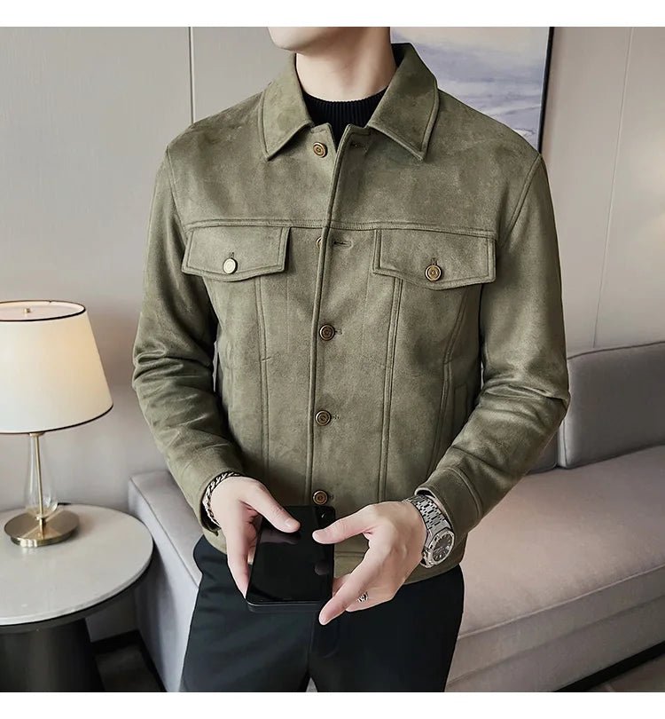 Men Leather Jacket British Style 2024 Autumn Winter Thickened Keep Warm Solid Casual Slimming Short Jacket Coats Men Clothing - PratSN