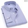 Men Plus Large Size Slim Fit Business Casual Long Sleeved Classic Striped Social Dress Shirts - PratSN