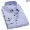 Men Plus Large Size Slim Fit Business Casual Long Sleeved Classic Striped Social Dress Shirts - PratSN