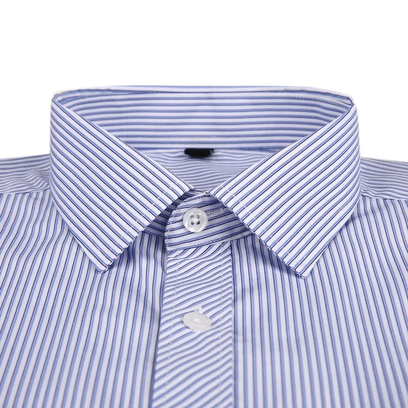 Men Plus Large Size Slim Fit Business Casual Long Sleeved Classic Striped Social Dress Shirts - PratSN