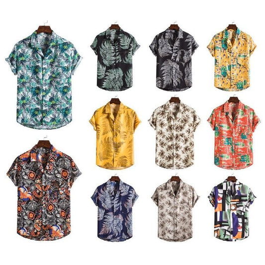 Men Short sleeved beach shirts men New printed T shirt - PratSN