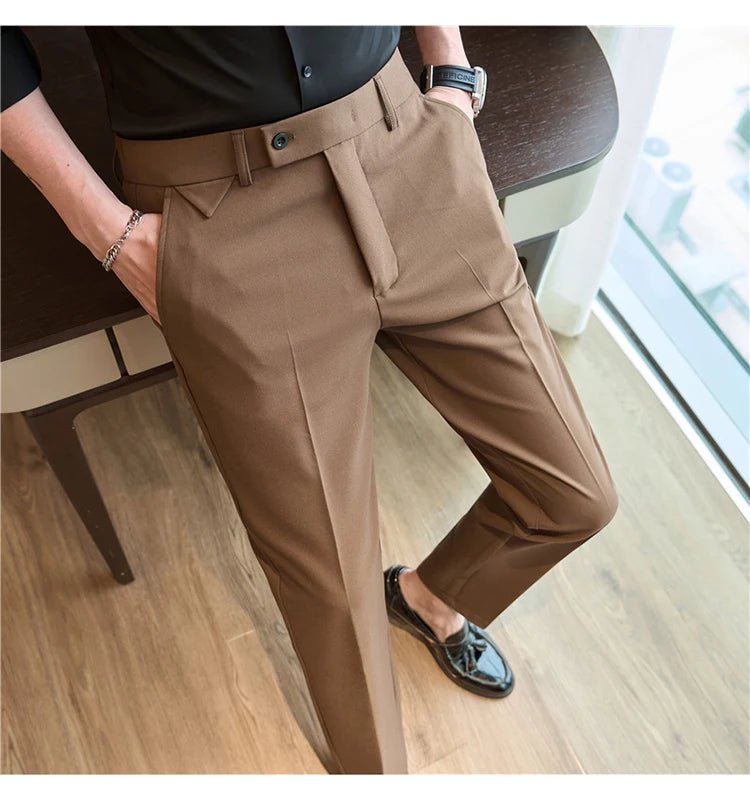 Men Suit Pants 2025 Autumn Elastic Waist Solid Slim Fit Dress Pants Office Business Casual Trousers High Quality Men's Clothing - PratSN