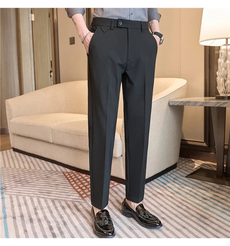 Men Suit Pants 2025 Autumn Elastic Waist Solid Slim Fit Dress Pants Office Business Casual Trousers High Quality Men's Clothing - PratSN