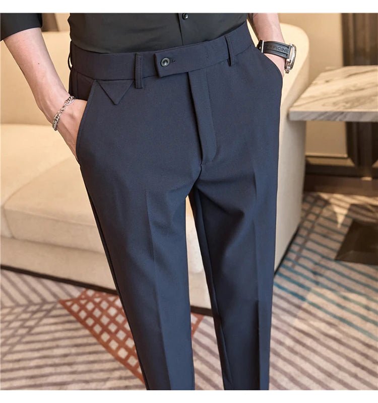 Men Suit Pants 2025 Autumn Elastic Waist Solid Slim Fit Dress Pants Office Business Casual Trousers High Quality Men's Clothing - PratSN