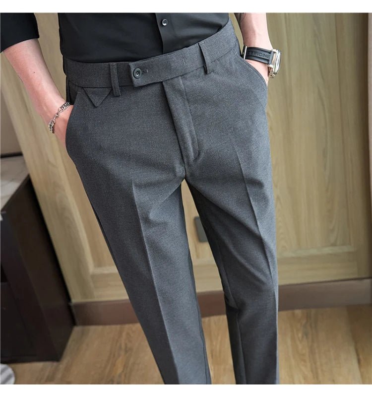 Men Suit Pants 2025 Autumn Elastic Waist Solid Slim Fit Dress Pants Office Business Casual Trousers High Quality Men's Clothing - PratSN