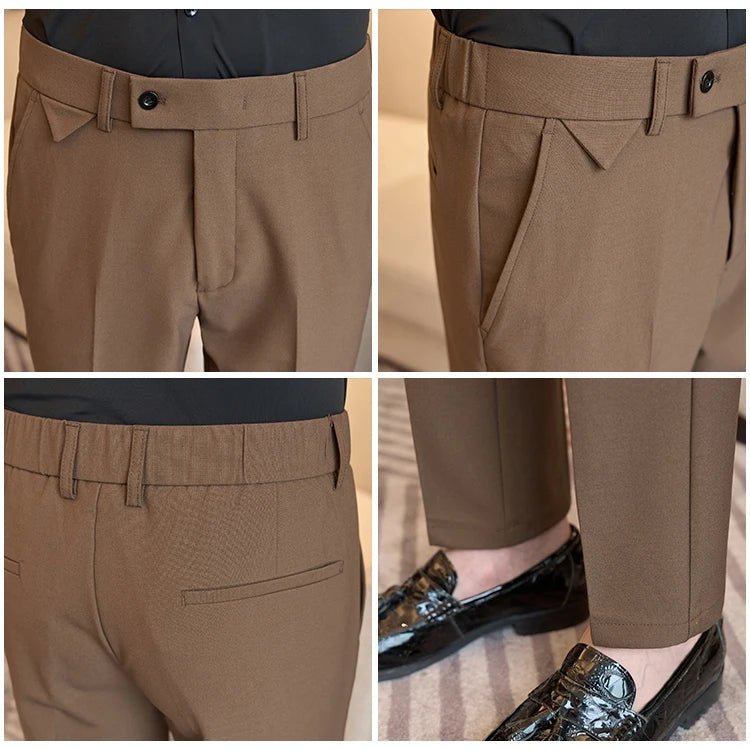 Men Suit Pants 2025 Autumn Elastic Waist Solid Slim Fit Dress Pants Office Business Casual Trousers High Quality Men's Clothing - PratSN
