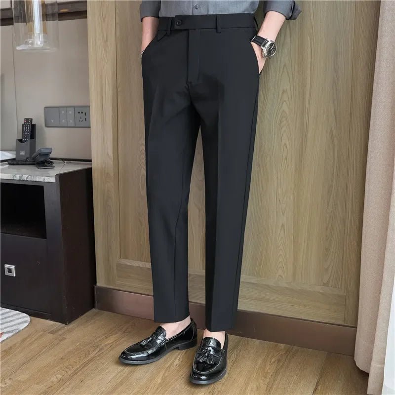 Men Suit Pants 2025 Autumn Elastic Waist Solid Slim Fit Dress Pants Office Business Casual Trousers High Quality Men's Clothing - PratSN