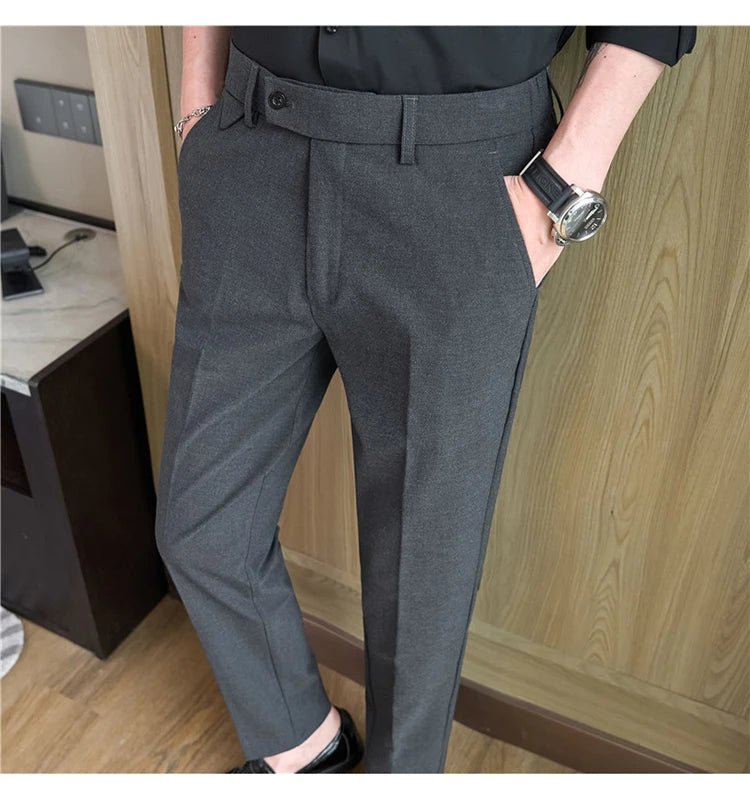 Men Suit Pants 2025 Autumn Elastic Waist Solid Slim Fit Dress Pants Office Business Casual Trousers High Quality Men's Clothing - PratSN